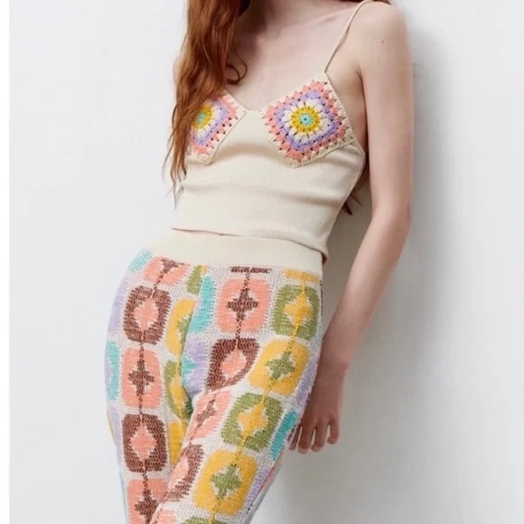 ZARA RIBBED CROCHET CROP TOP - Picture 8 of 8